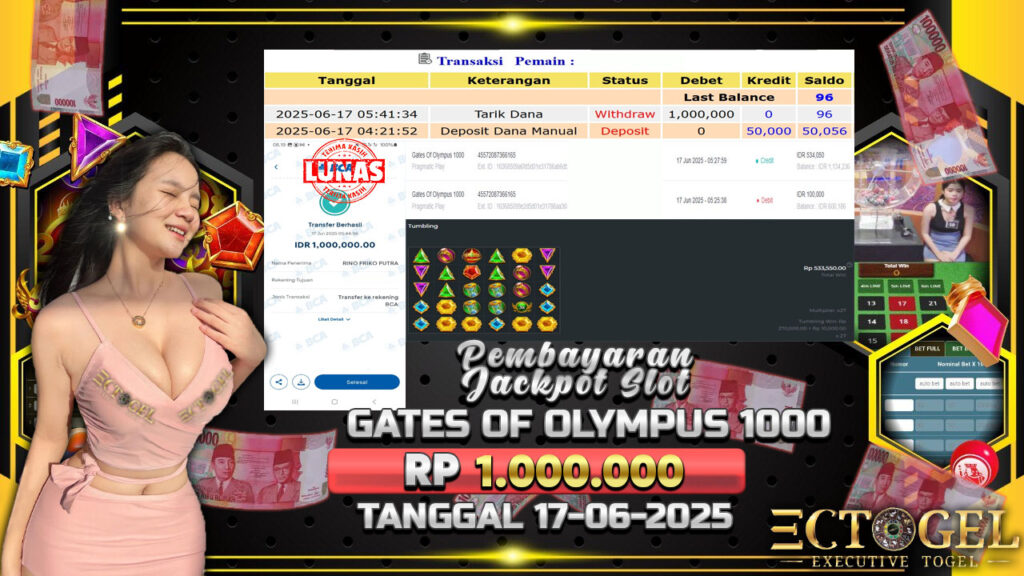 BUKTI JACKPOT SLOT GATES OF OLYMPUS 1000 TERPERCAYA DI INDONESIA TGL 17-06-2025