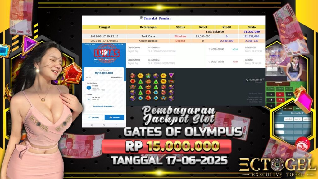 BUKTI JACKPOT SLOT GATES OF OLYMPUS TERPERCAYA DI INDONESIA TGL 17-06-2025
