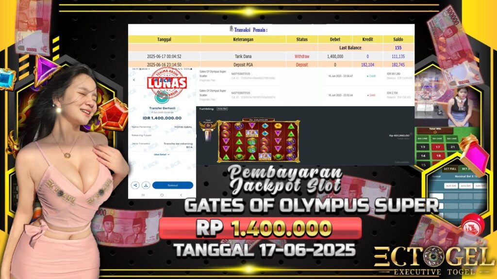 BUKTI JACKPOT SLOT GATES OF OLYMPUS SUPER SCATER TERPERCAYA DI INDONESIA TGL 17-06-2025